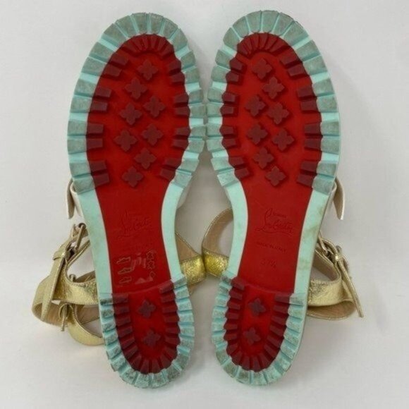 Authentic Christian Louboutin Rock N Buckle Colorblock Leather Gladiator Sandals - Picture 6 of 7
